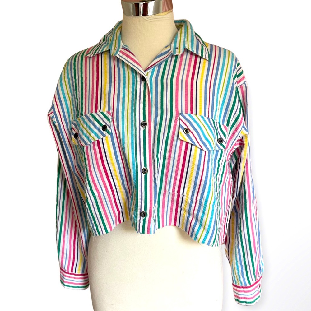 Vintage 80s button down crop top